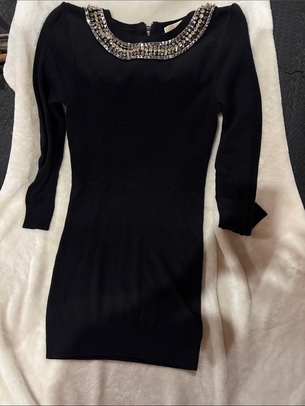 MICHAEL Michael Kors Black Embellished Mini Dress knit dress